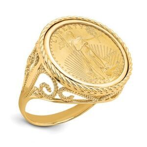 14k Polished Coin Ring with 1/10 ounce American Eagle coin